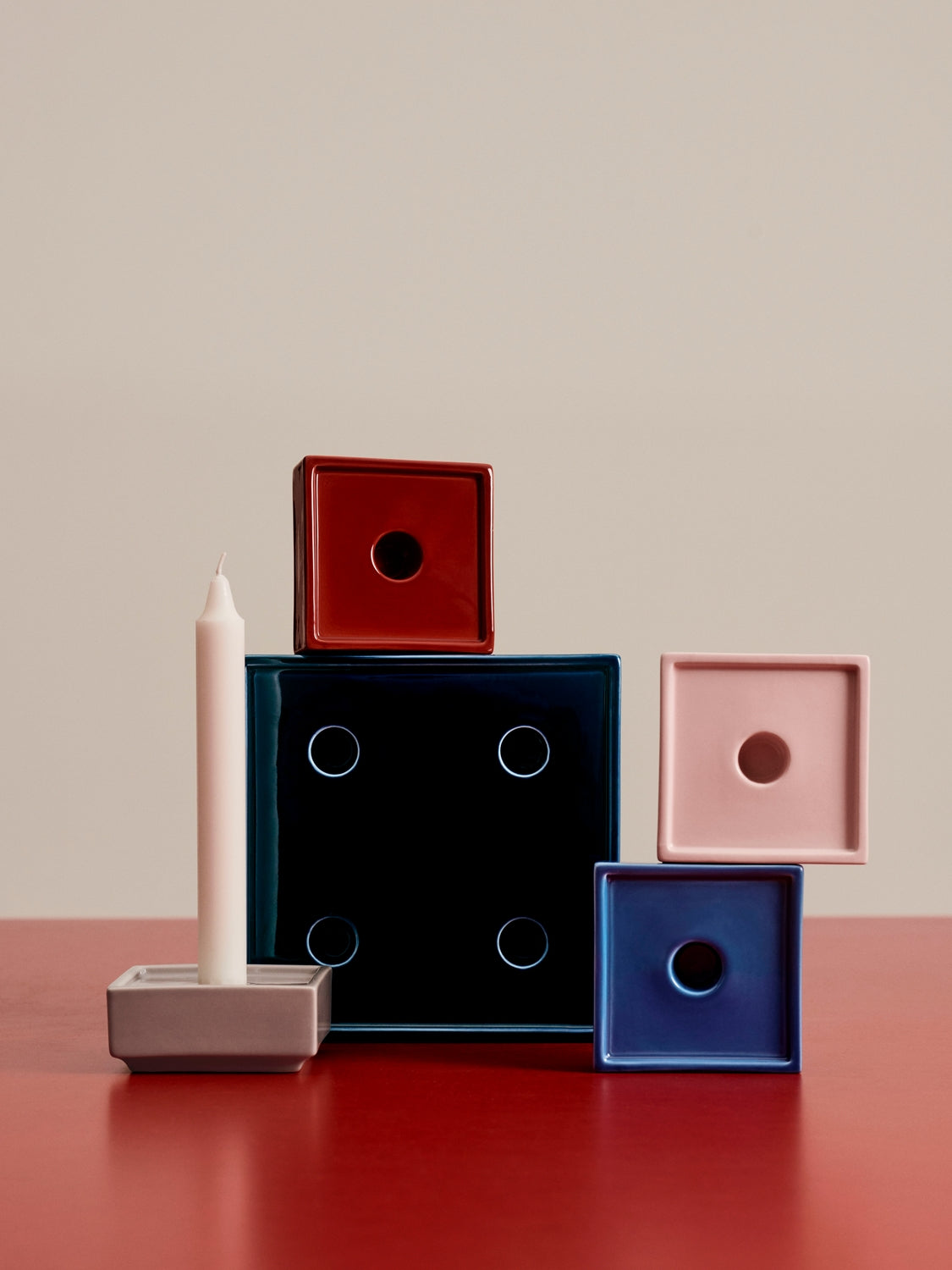 HAY| Mattone Candleholder Large Dark Blue