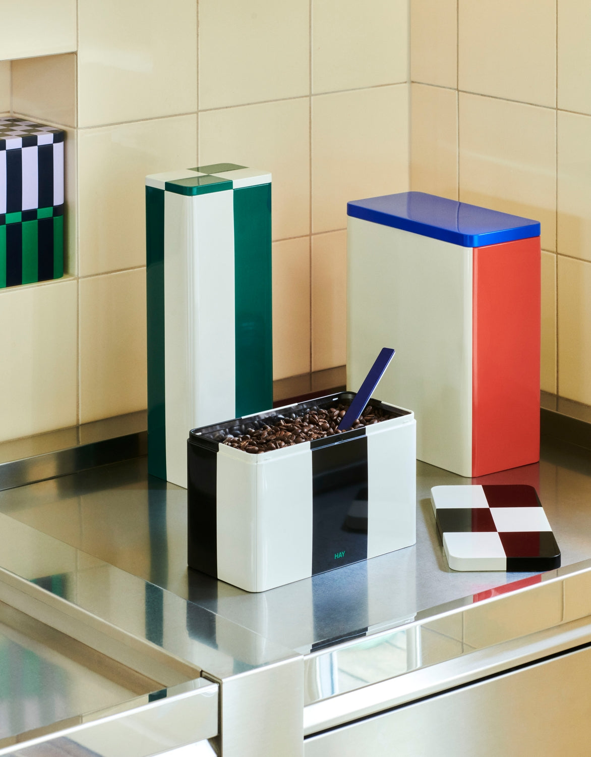 HAY| Tin Container XL Off White Blue Red