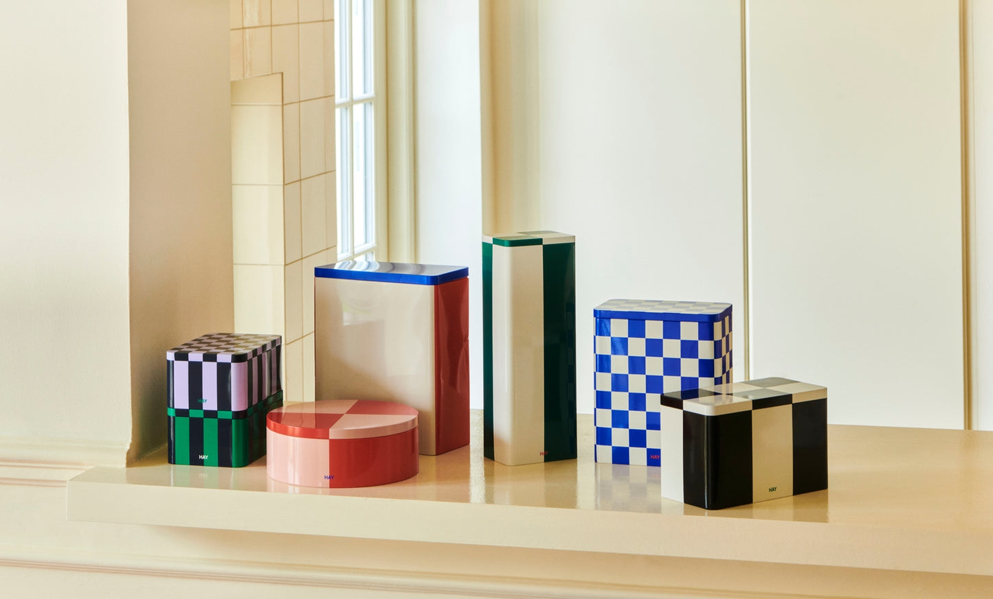 HAY| Tin Container XL Off White Blue Red